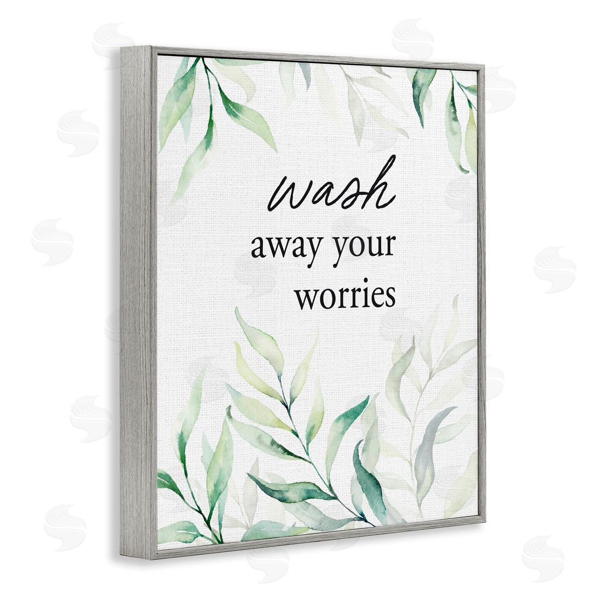 Lettered and Lined Wash Away Worries Greenery Gray Framed Giclee Print Wall Art