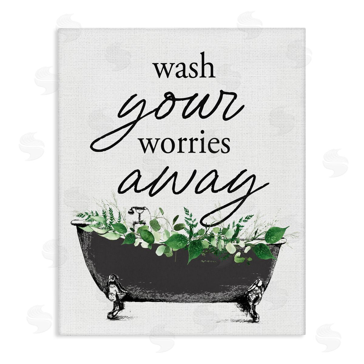 Lettered and Lined Wash Worries Away Herbs Stretched Canvas Wall Art Print