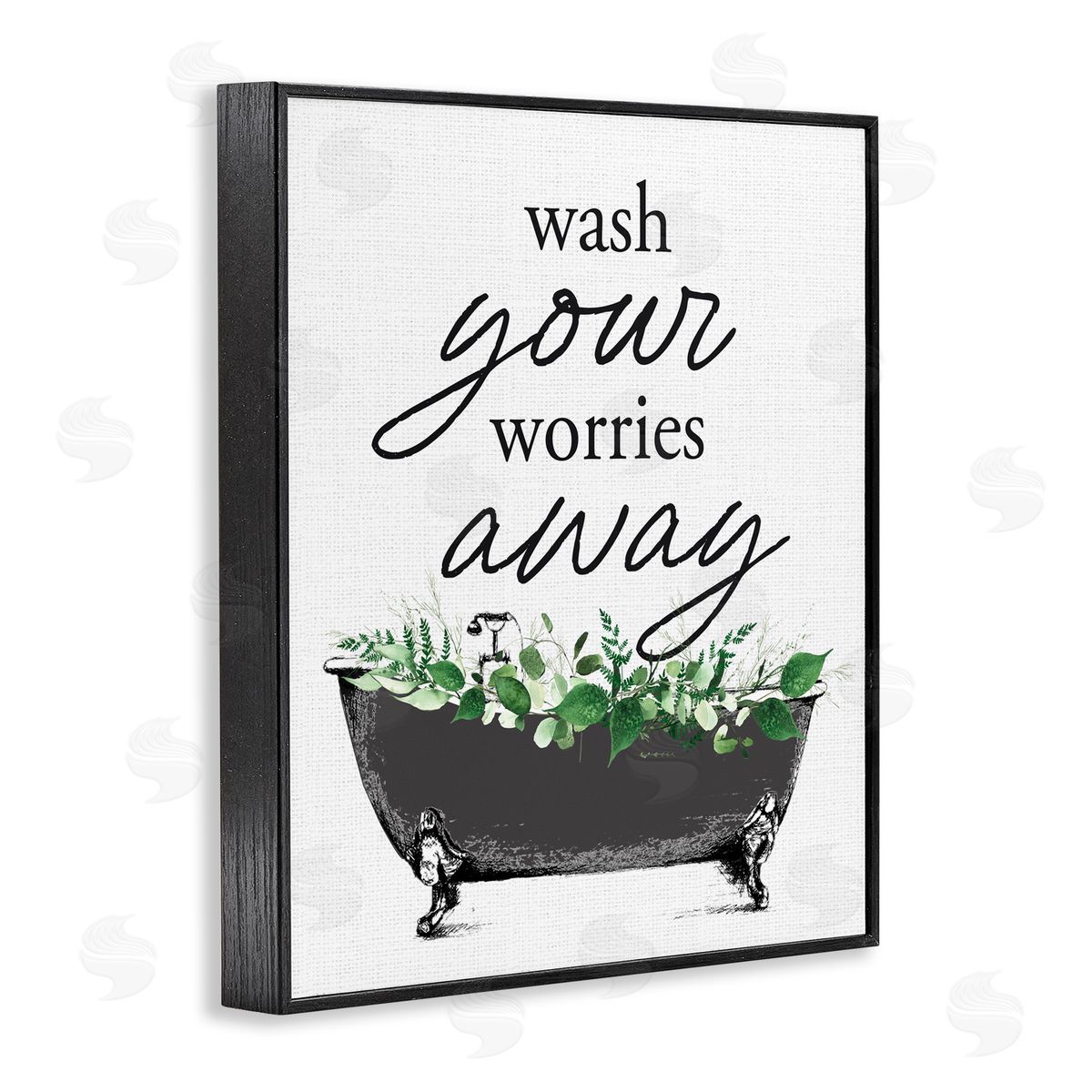 Lettered and Lined Wash Worries Away Herbs Black Framed Giclee Print Wall Art