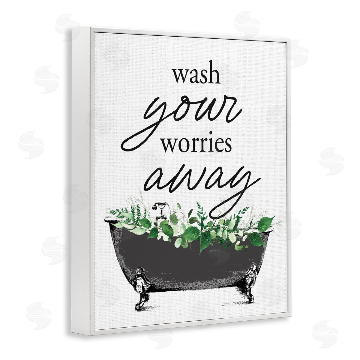 Lettered and Lined Wash Worries Away Herbs White Framed Giclee Print Wall Art