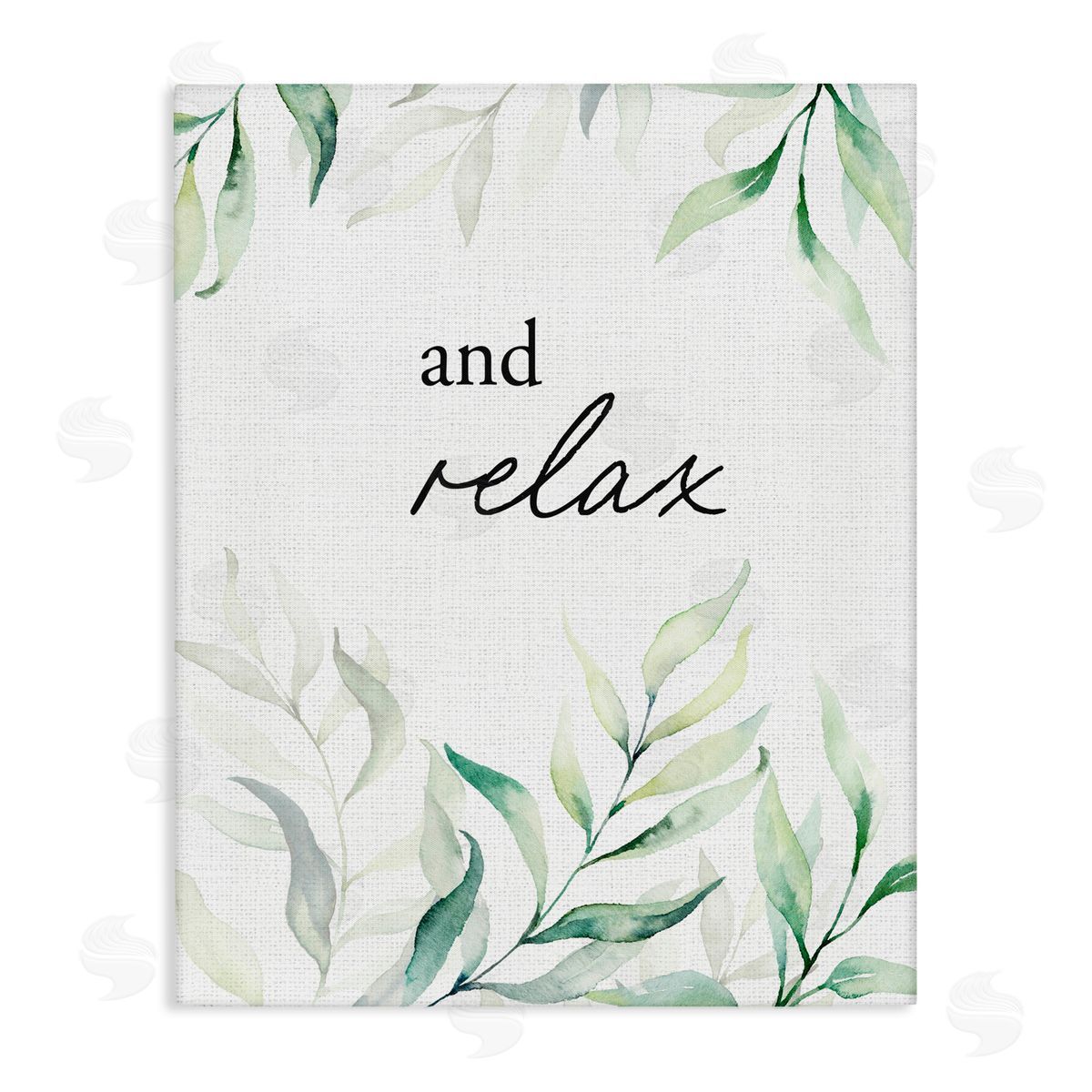 Lettered and Lined And Relax Soothing Greenery Stretched Canvas Wall Art Print