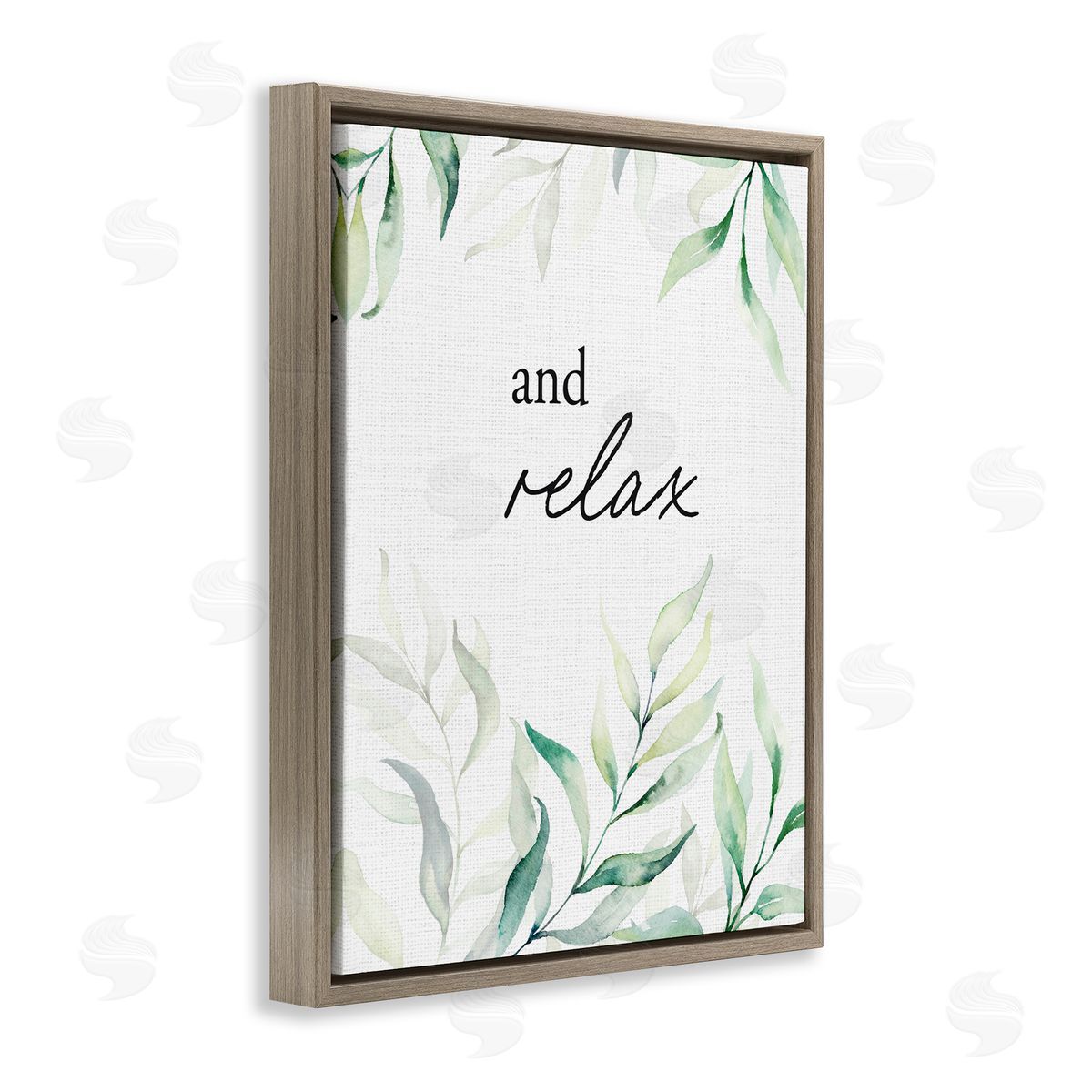 Lettered and Lined And Relax Soothing Greenery Brown Floating Frame Canvas Wall Art Print