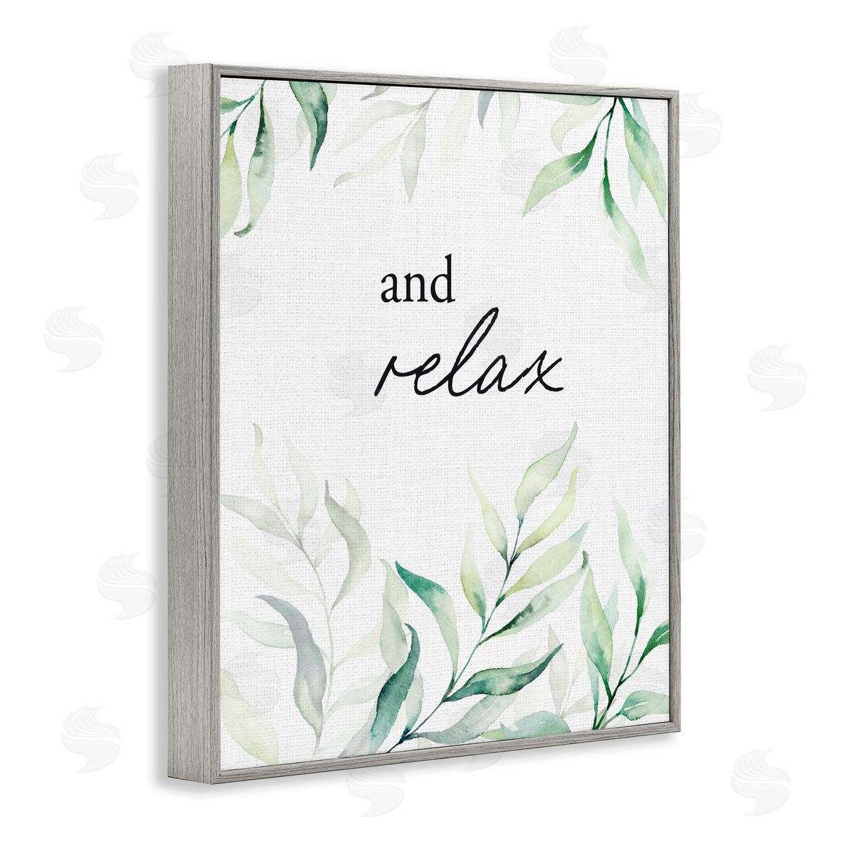 Lettered and Lined And Relax Soothing Greenery Gray Framed Giclee Print Wall Art