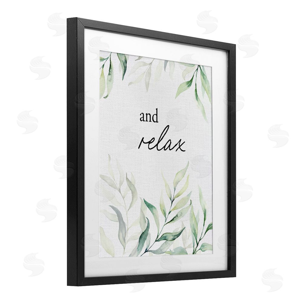 Lettered and Lined And Relax Soothing Greenery Black Framed Print Under Glass Wall Art