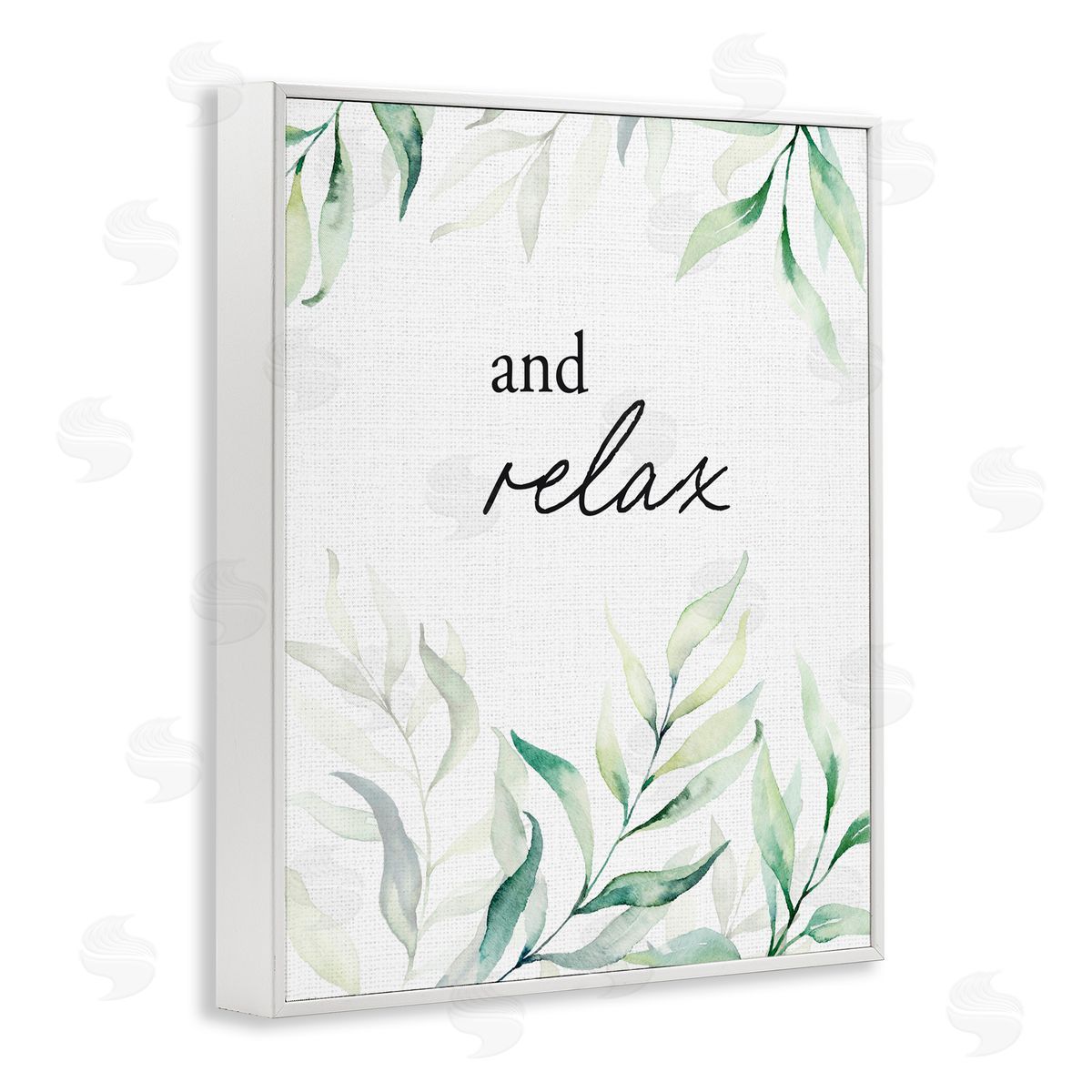 Lettered and Lined And Relax Soothing Greenery White Framed Giclee Print Wall Art
