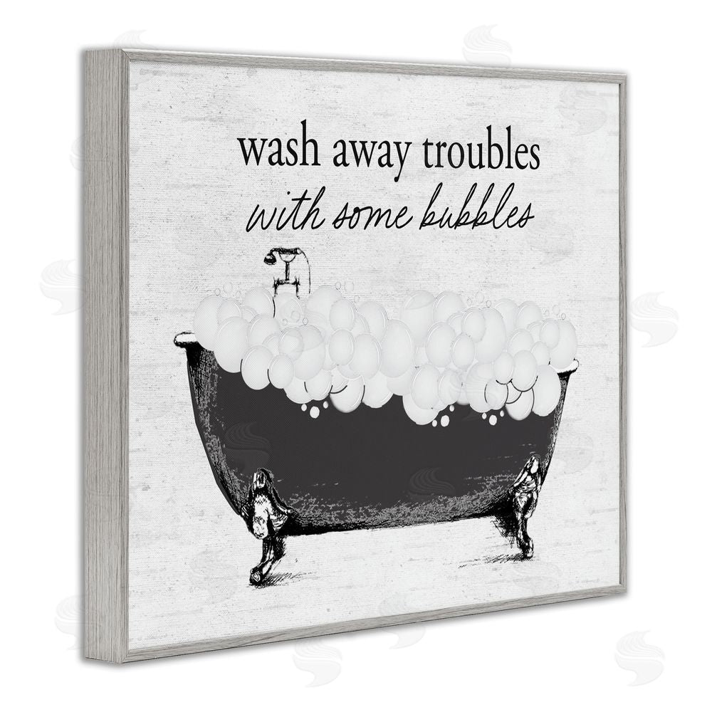 Lettered and Lined Uplifting Bubble Bath Rhyme Gray Framed Giclee Print Wall Art