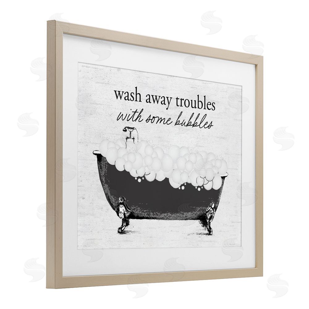 Lettered and Lined Uplifting Bubble Bath Rhyme Brown Framed Print Under Glass Wall Art