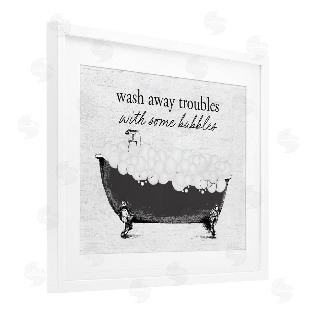 Lettered and Lined Uplifting Bubble Bath Rhyme White Framed Print Under Glass Wall Art