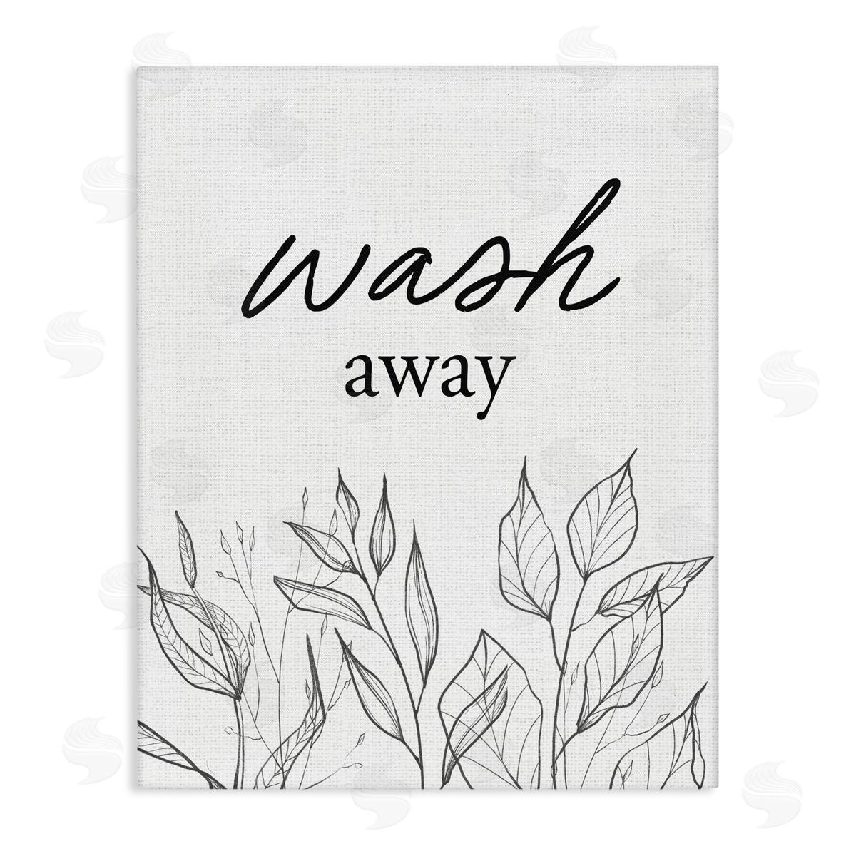 Lettered and Lined Minimalist Leaves Wash Away Stretched Canvas Wall Art Print