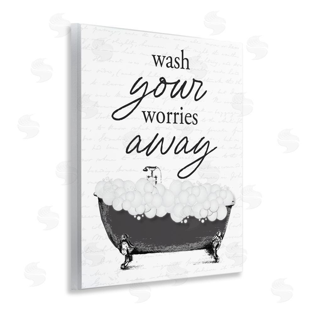Lettered and Lined Bubble Bath Wash Worries Wooden Wall Plaque Art Print