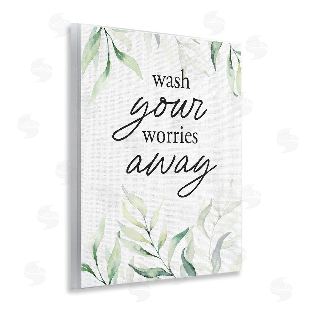 Lettered and Lined Wash Worries Away Leaves Wooden Wall Plaque Art Print