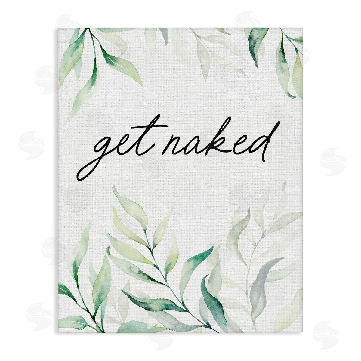 Lettered and Lined Get Naked Bathroom Herbs Stretched Canvas Wall Art Print