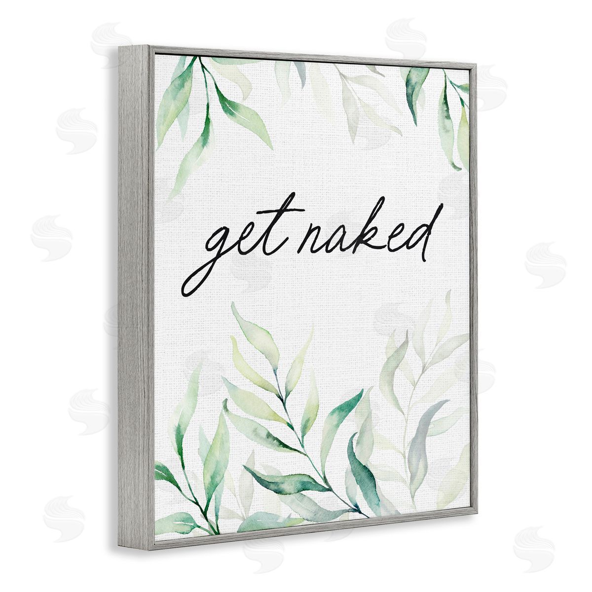 Lettered and Lined Get Naked Bathroom Herbs Gray Framed Giclee Print Wall Art