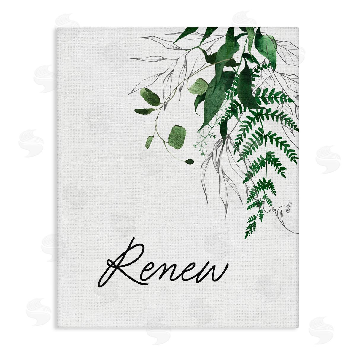 Lettered and Lined Renew Ferns & Botanicals Stretched Canvas Wall Art Print