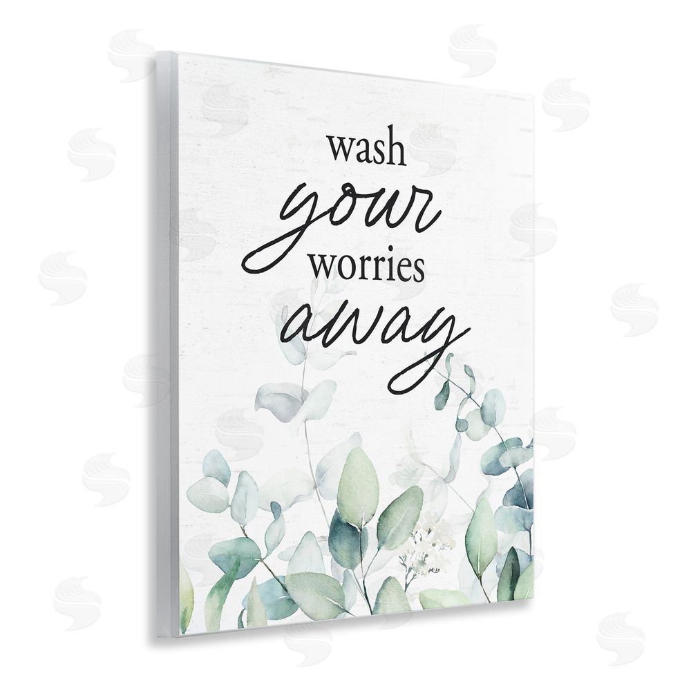 Lettered and Lined Wash Worries Away Herb Leaves Wooden Wall Plaque Art Print