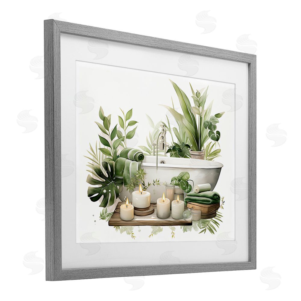 Lettered and Lined Tropical Zen Bathtub Gray Framed Print Under Glass Wall Art
