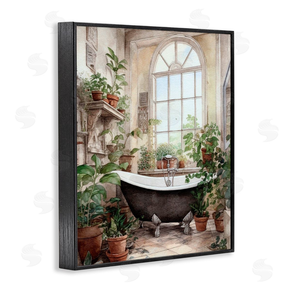 Lettered and Lined Vintage Sun Lit Bathtub Black Framed Giclee Print Wall Art