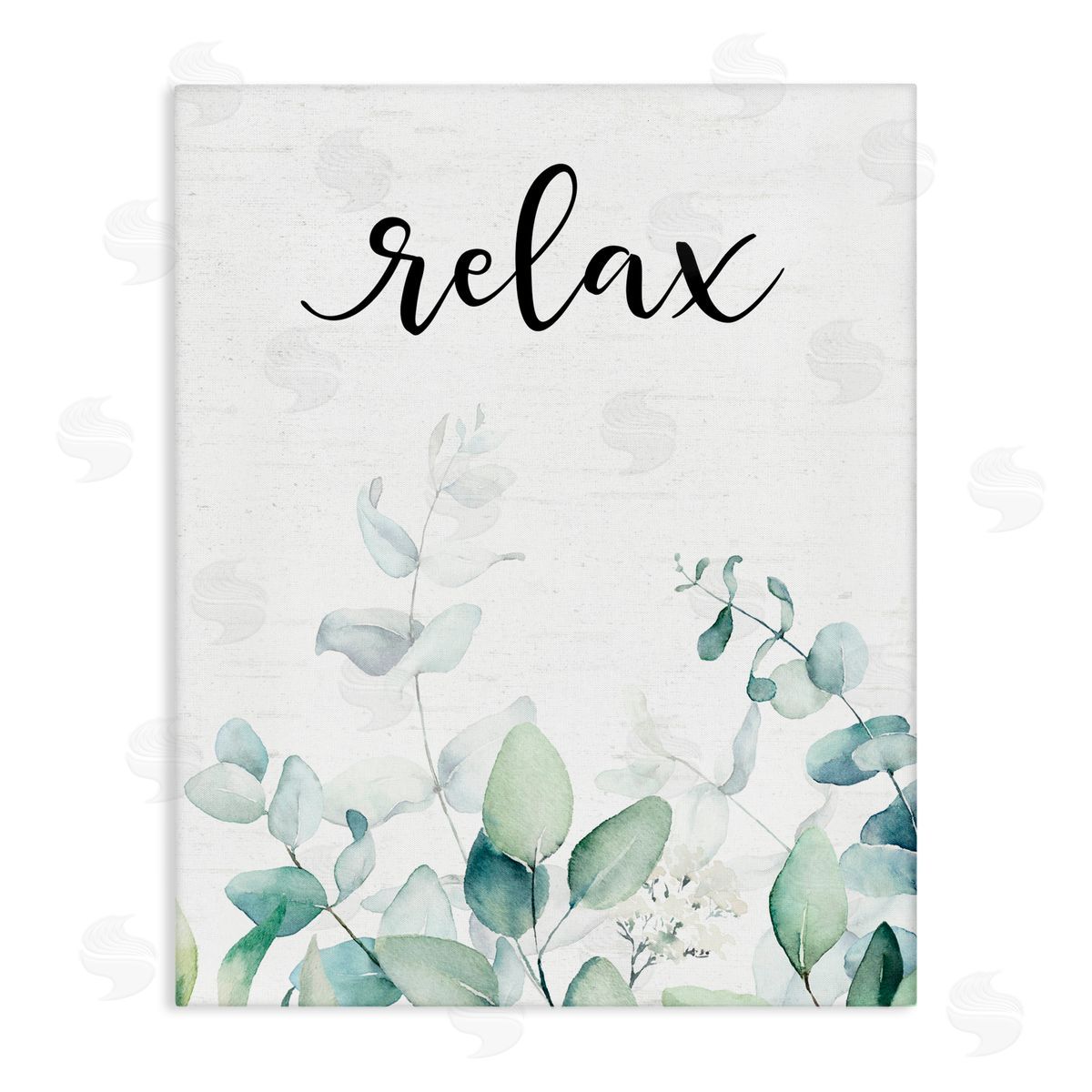 Lettered and Lined Relax Leafy Herbs Stretched Canvas Wall Art Print