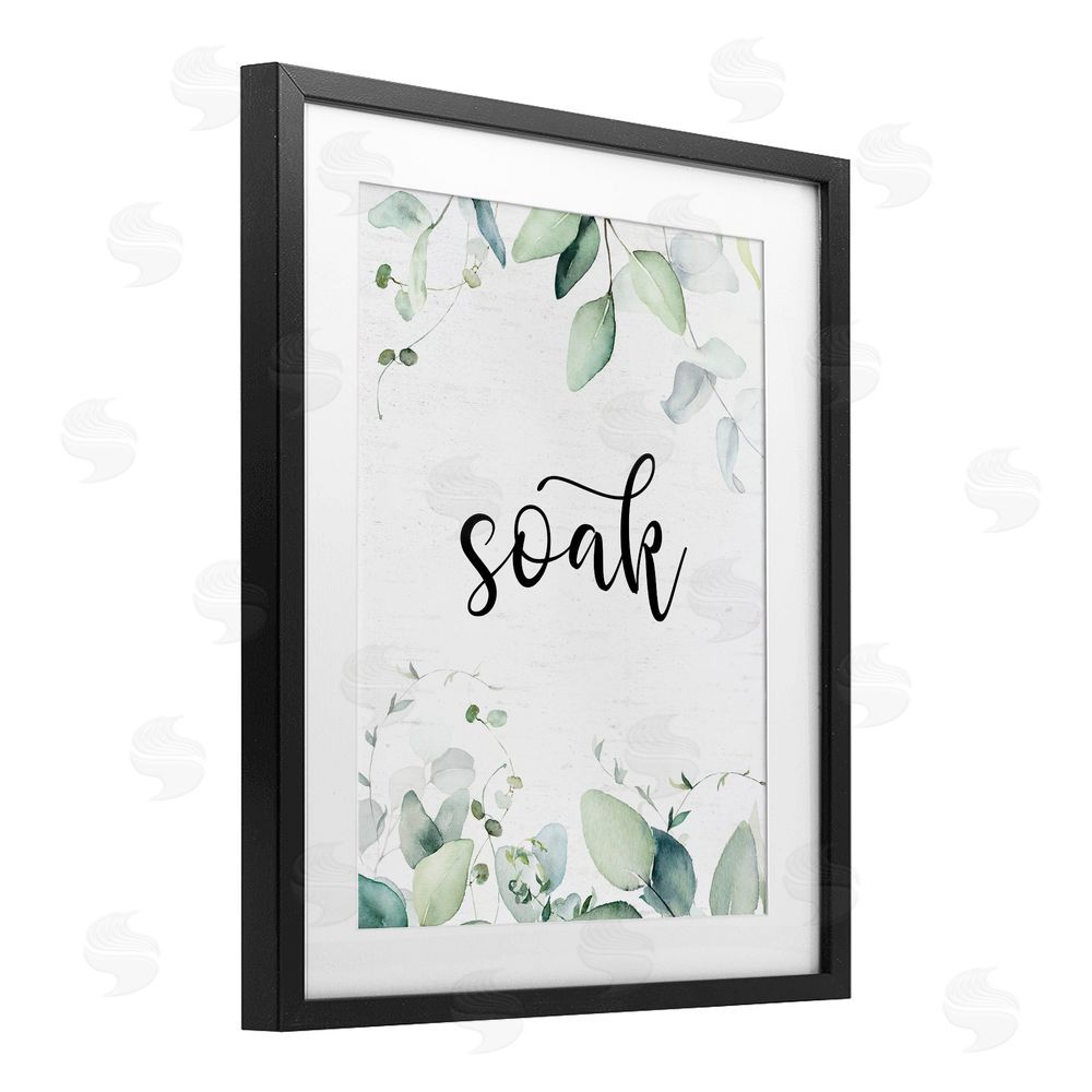 Lettered and Lined Soak Leafy Herbs Black Framed Print Under Glass Wall Art