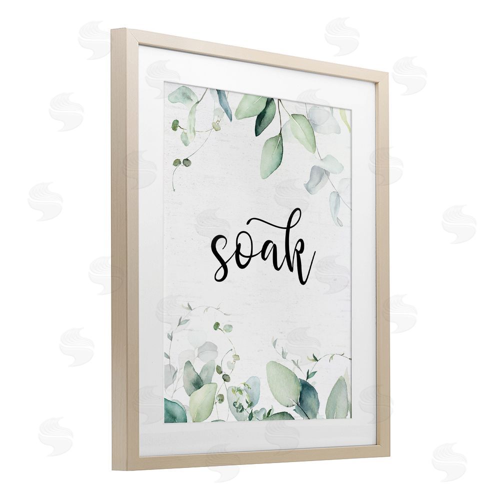 Lettered and Lined Soak Leafy Herbs Brown Framed Print Under Glass Wall Art