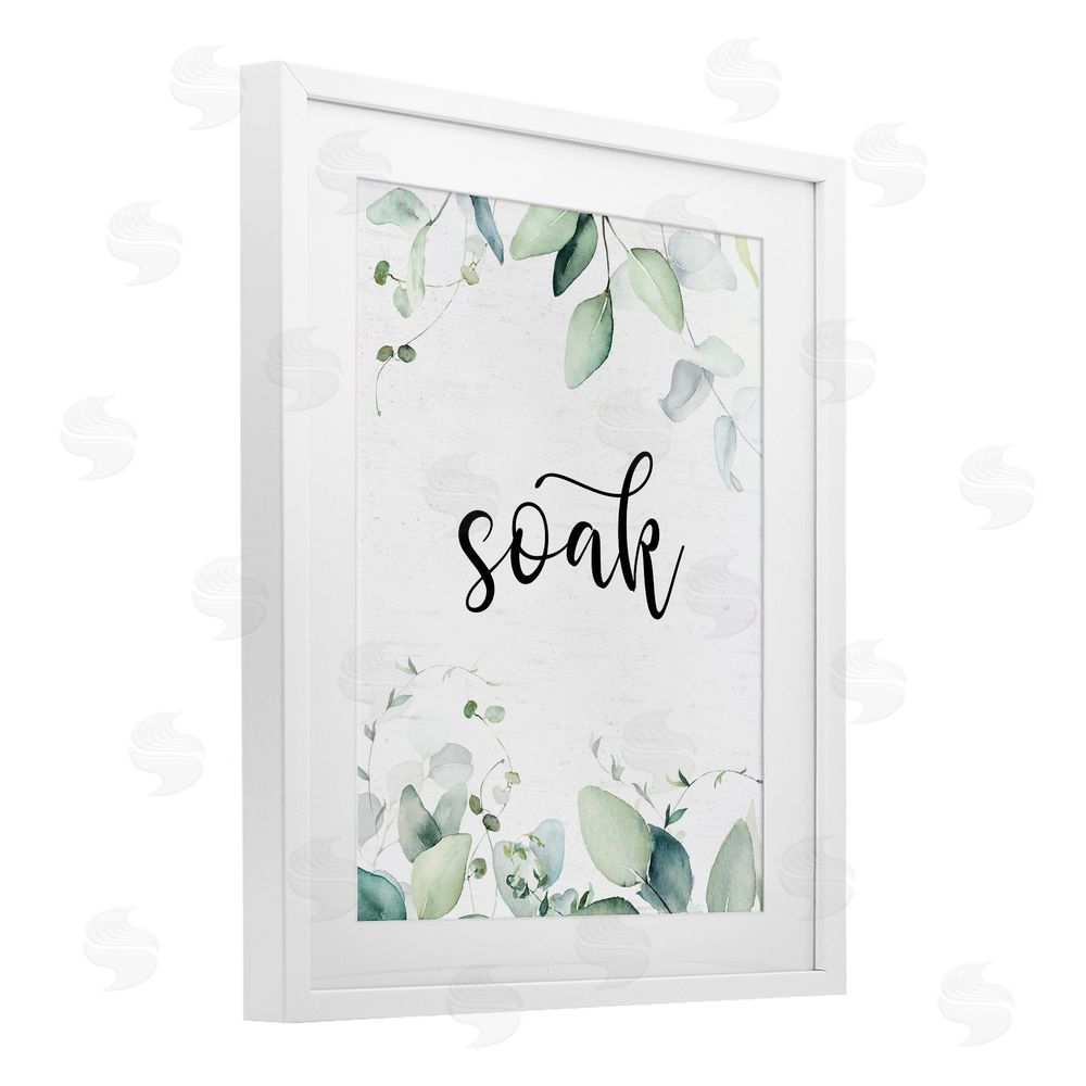 Lettered and Lined Soak Leafy Herbs White Framed Print Under Glass Wall Art