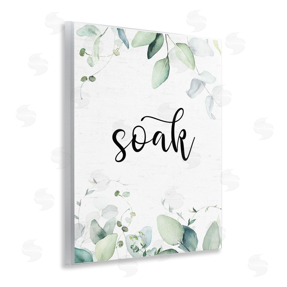 Lettered and Lined Soak Leafy Herbs Wooden Wall Plaque Art Print
