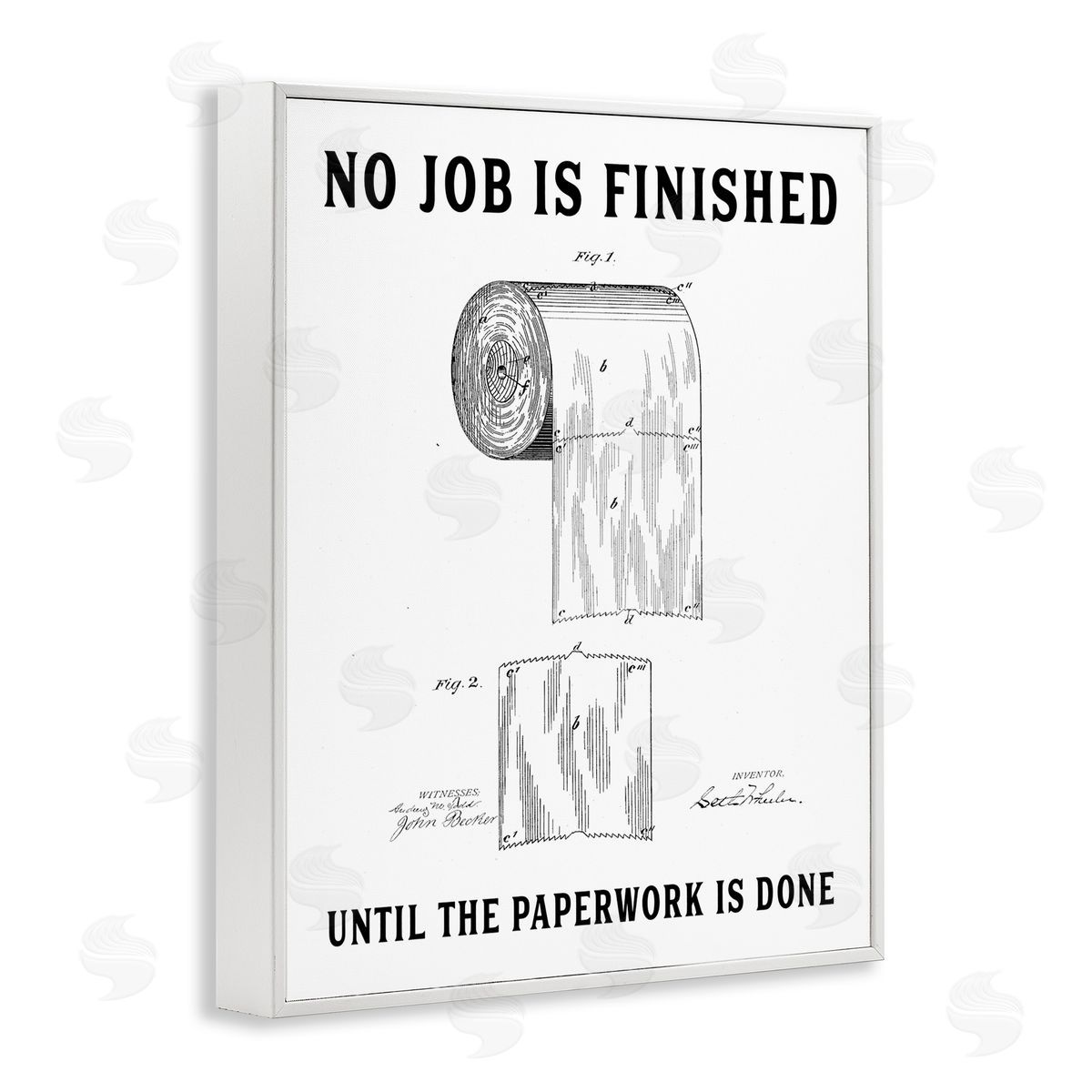 Lettered and Lined No Job Finished Toilet Paper White Framed Giclee Print Wall Art
