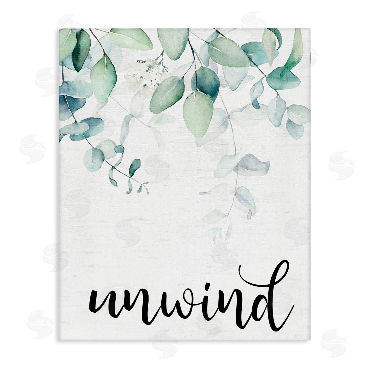 Lettered and Lined Unwind Leafy Herbs Stretched Canvas Wall Art Print