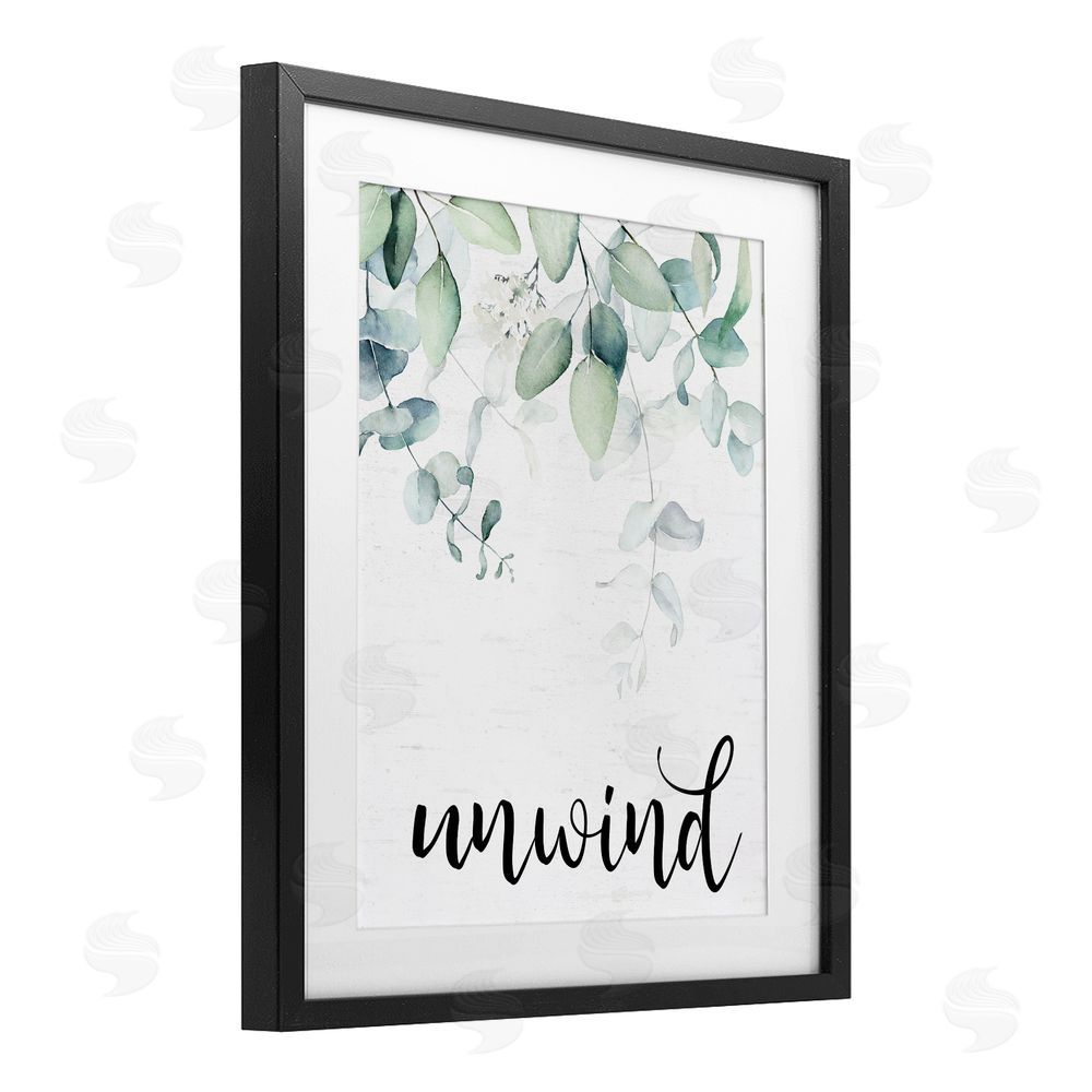 Lettered and Lined Unwind Leafy Herbs Black Framed Print Under Glass Wall Art