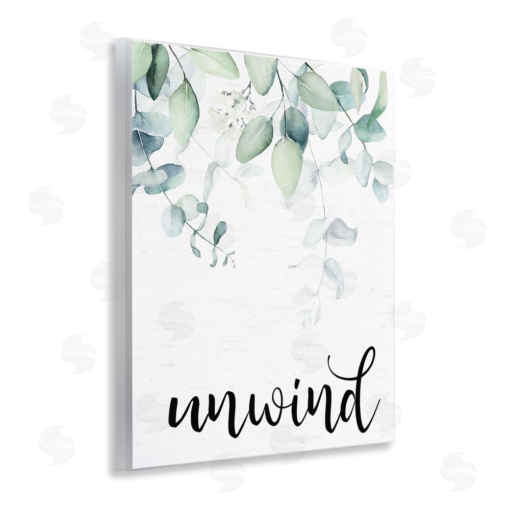 Lettered and Lined Unwind Leafy Herbs Wooden Wall Plaque Art Print