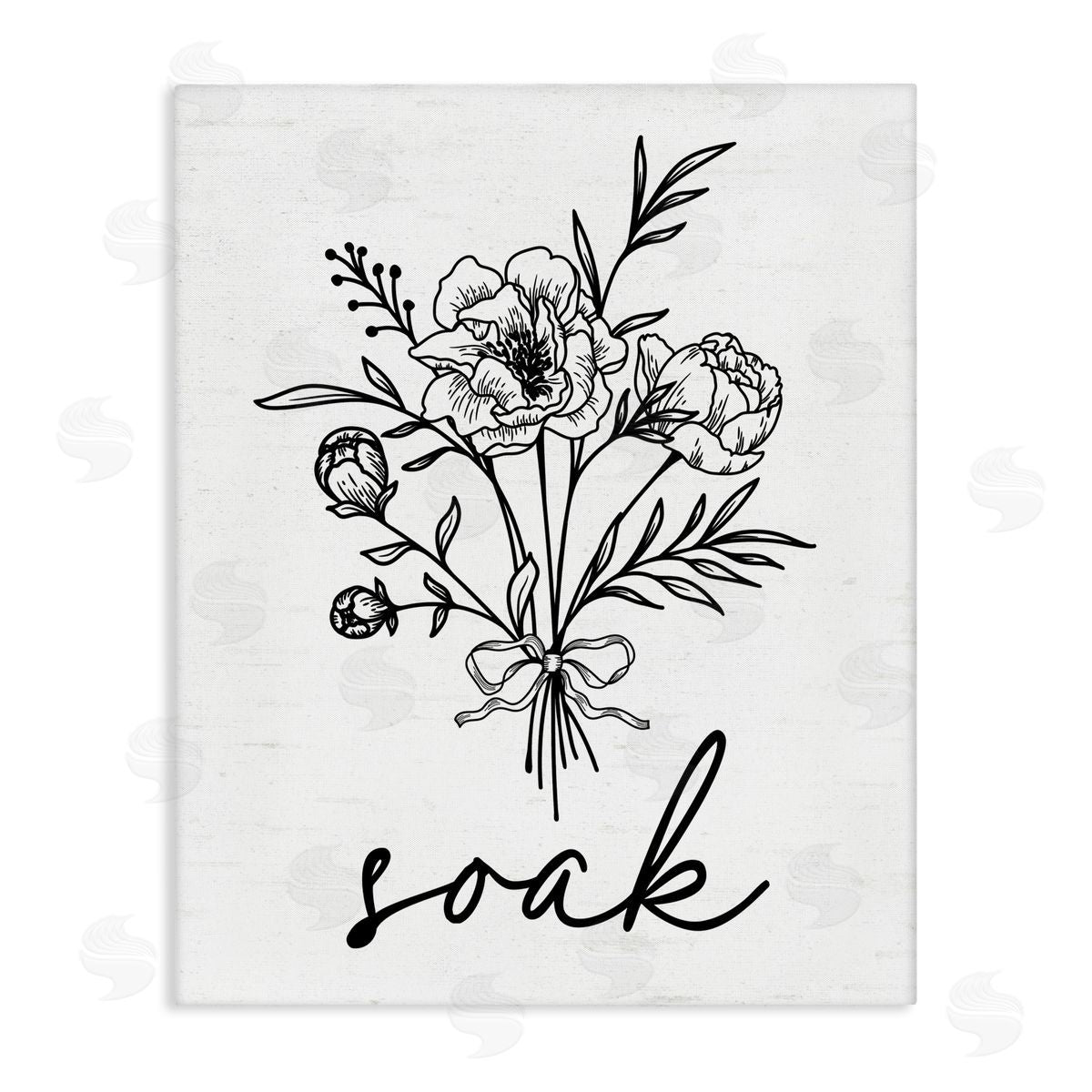 Lettered and Lined Bathroom Herb Soak Stretched Canvas Wall Art Print