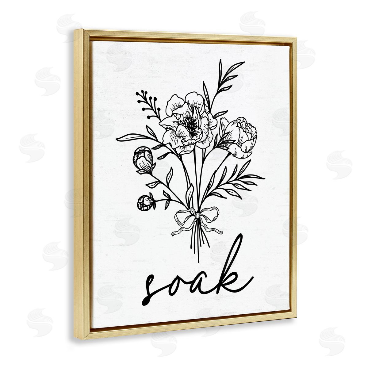 Lettered and Lined Bathroom Herb Soak Gold Floating Frame Canvas Wall Art Print