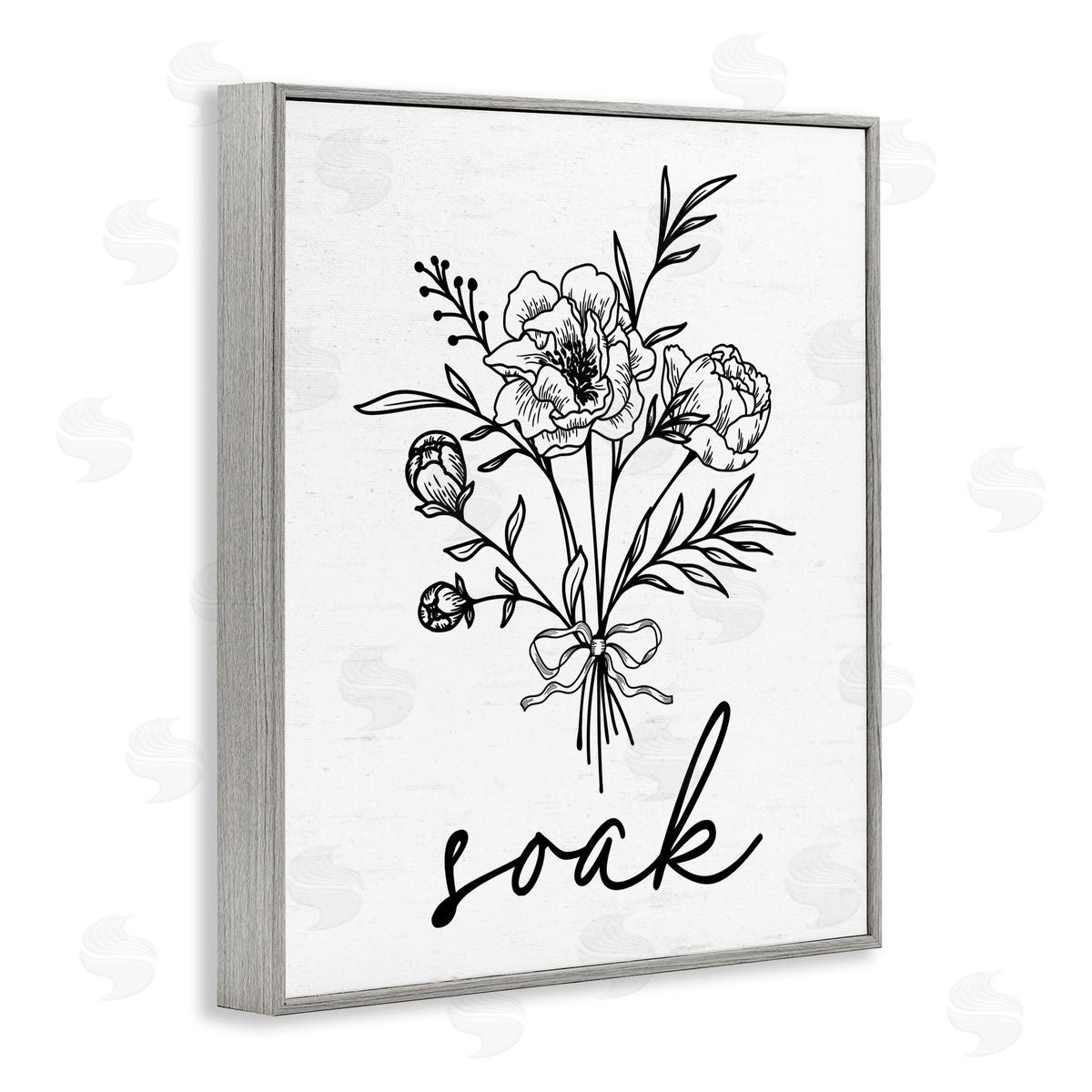 Lettered and Lined Bathroom Herb Soak Gray Framed Giclee Print Wall Art