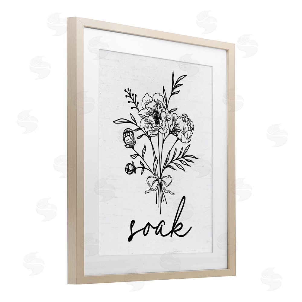 Lettered and Lined Bathroom Herb Soak Brown Framed Print Under Glass Wall Art