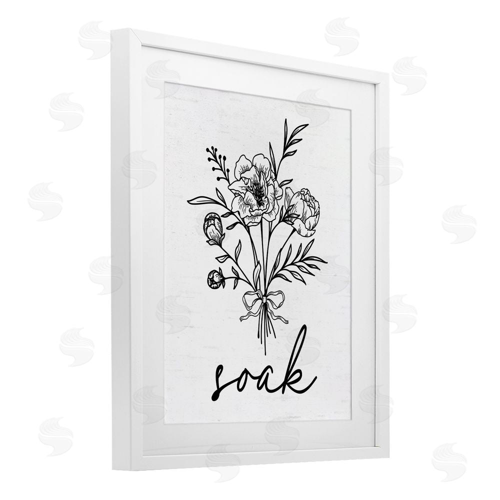Lettered and Lined Bathroom Herb Soak White Framed Print Under Glass Wall Art