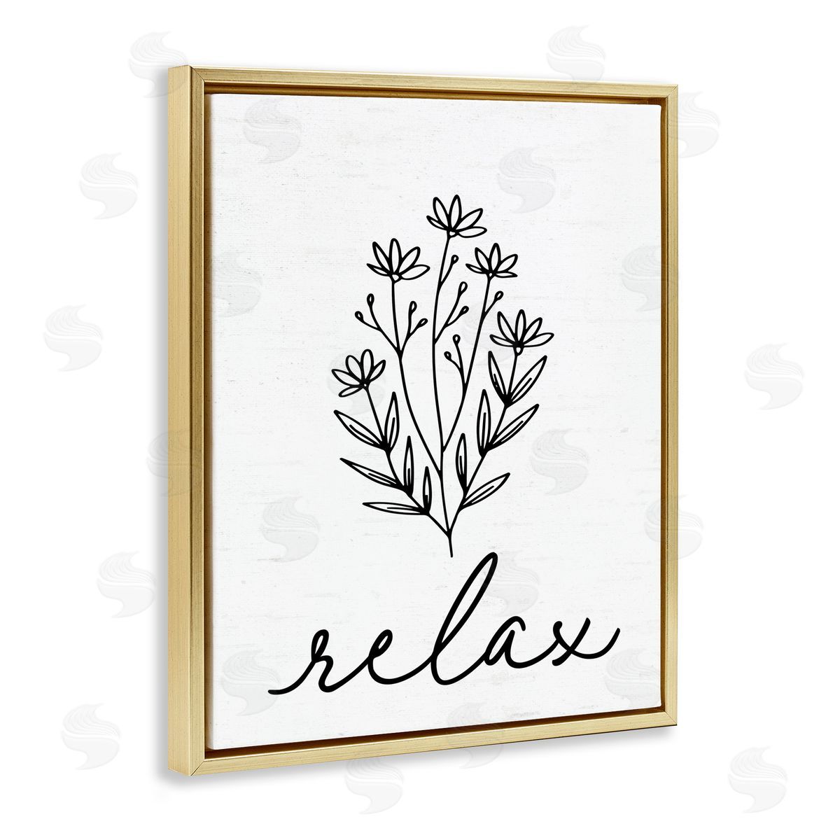 Lettered and Lined Bathroom Herb Relax Gold Floating Frame Canvas Wall Art Print