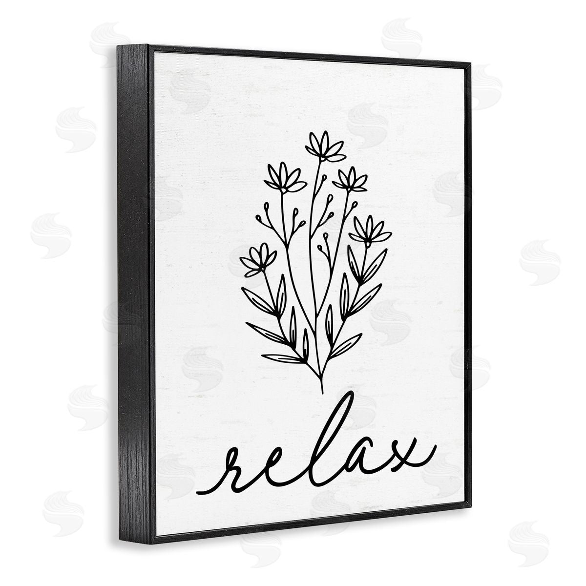Lettered and Lined Bathroom Herb Relax Black Framed Giclee Print Wall Art