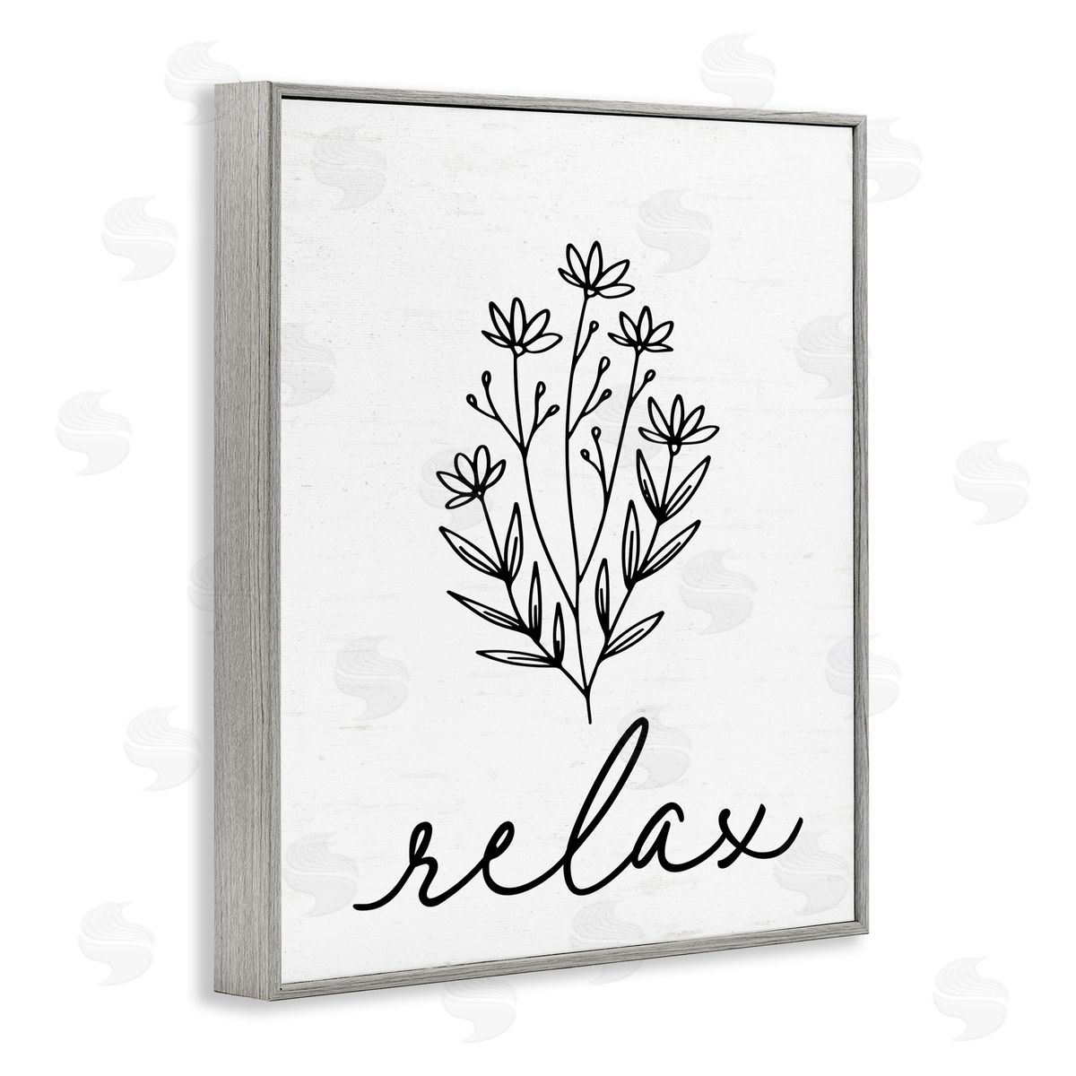 Lettered and Lined Bathroom Herb Relax Gray Framed Giclee Print Wall Art