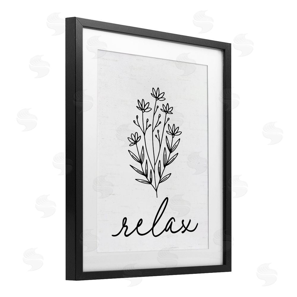 Lettered and Lined Bathroom Herb Relax Black Framed Print Under Glass Wall Art