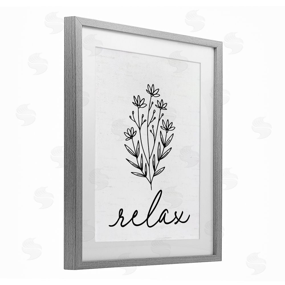 Lettered and Lined Bathroom Herb Relax Gray Framed Print Under Glass Wall Art