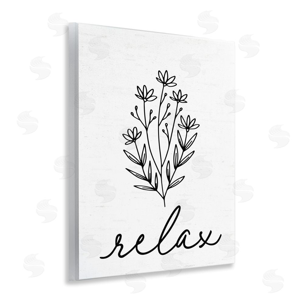 Lettered and Lined Bathroom Herb Relax Wooden Wall Plaque Art Print