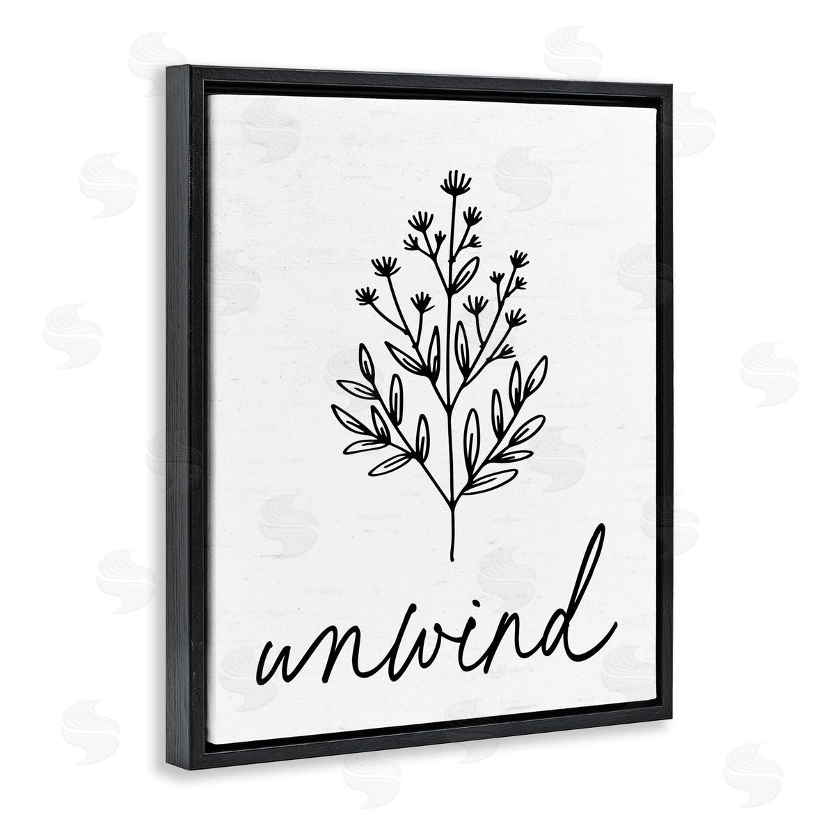 Lettered and Lined Bathroom Herb Unwind Black Floating Frame Canvas Wall Art Print