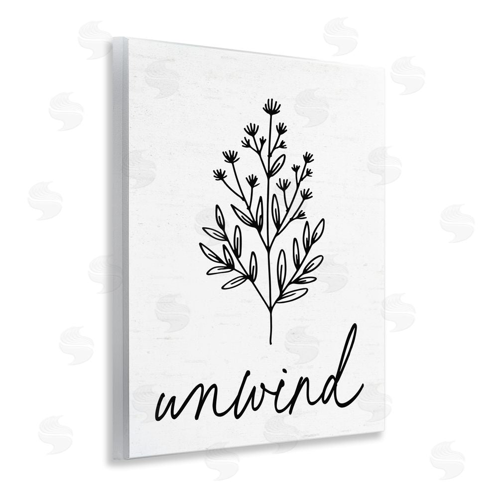 Lettered and Lined Bathroom Herb Unwind Wooden Wall Plaque Art Print