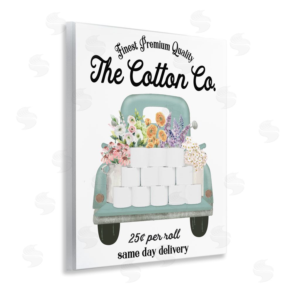 Lettered and Lined Toilet Paper Delivery Truck Wooden Wall Plaque Art Print
