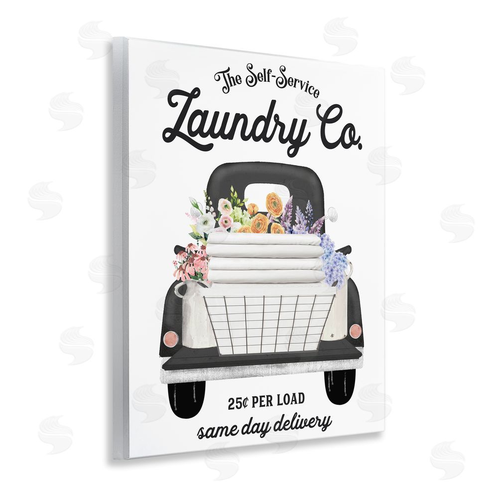 Lettered and Lined Laundry Service Truck Wooden Wall Plaque Art Print