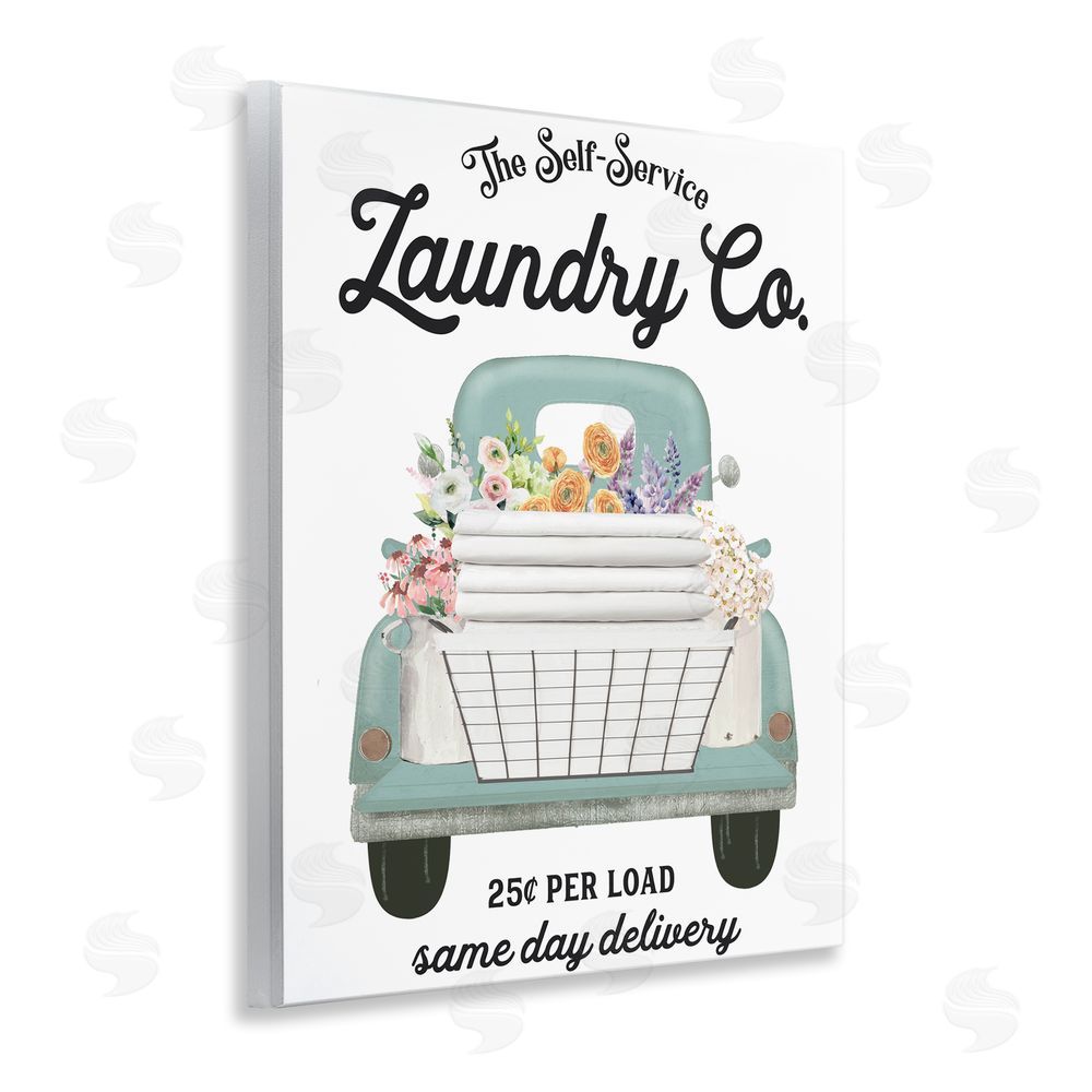 Lettered and Lined Laundry Delivery Truck Wooden Wall Plaque Art Print