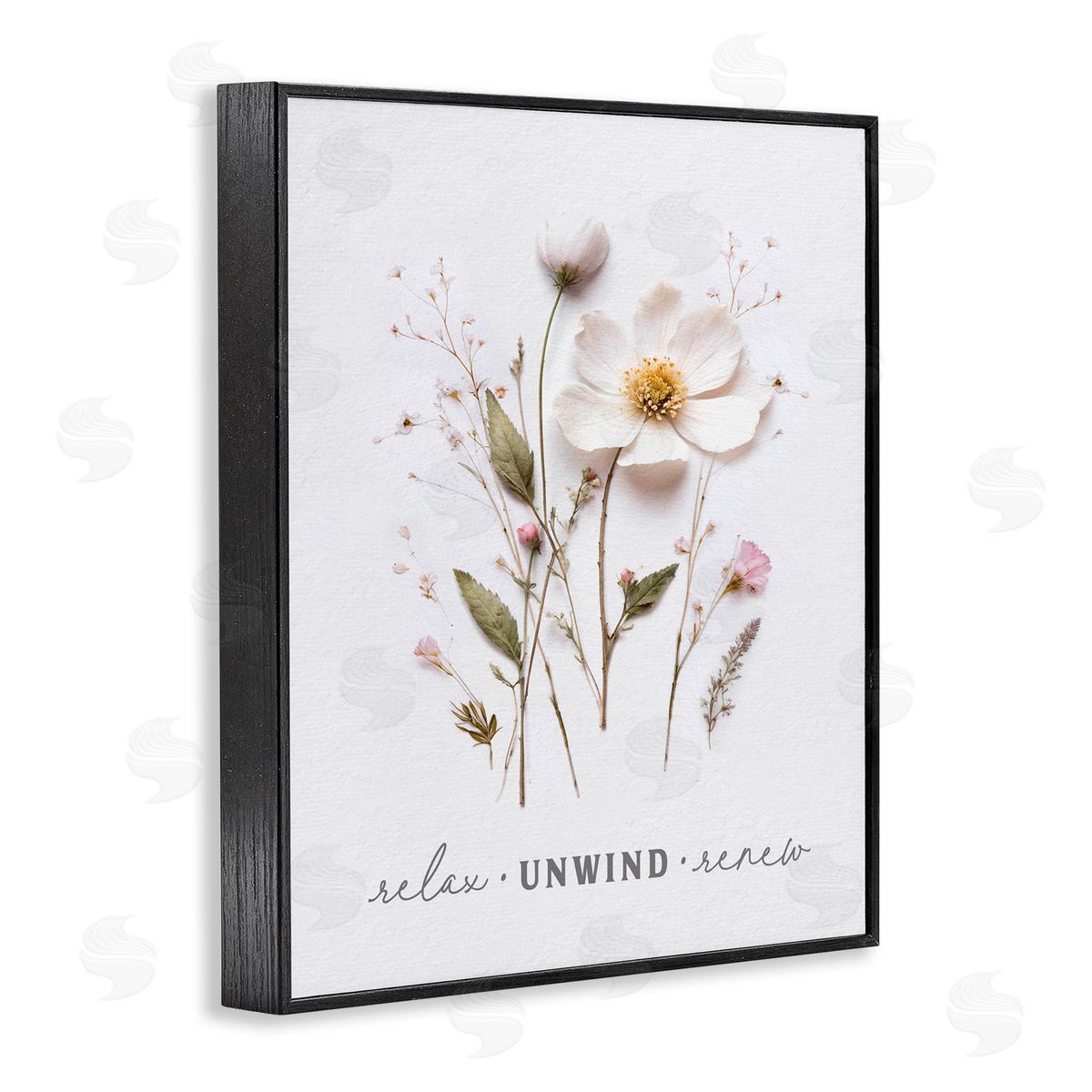 Lettered and Lined Relaxing Pressed Flowers Black Framed Giclee Print Wall Art