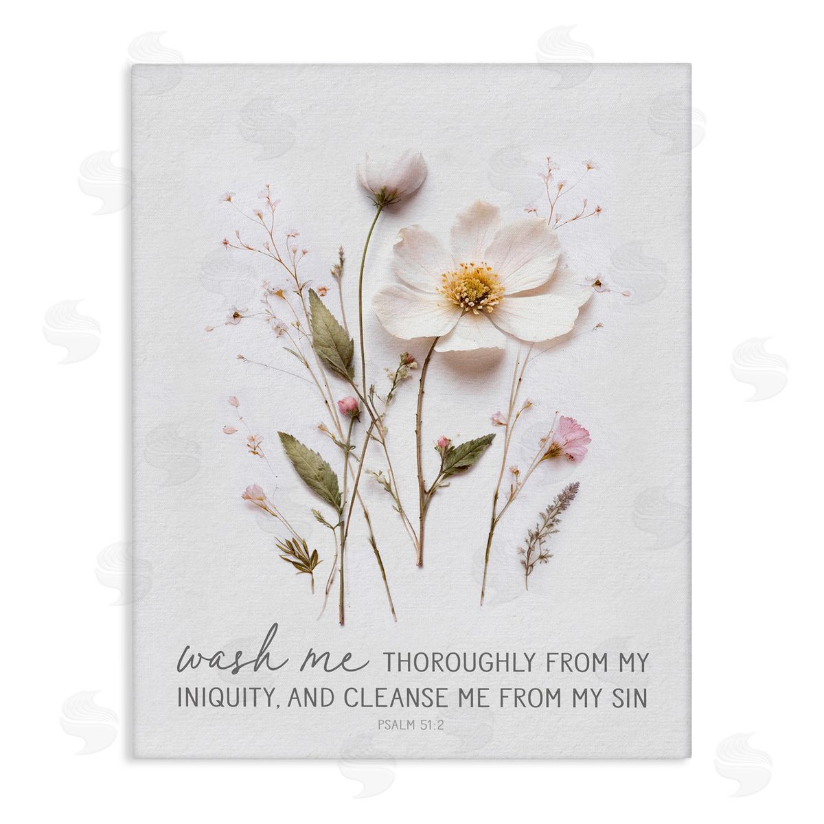Lettered and Lined Pressed Flower Proverb Stretched Canvas Wall Art Print