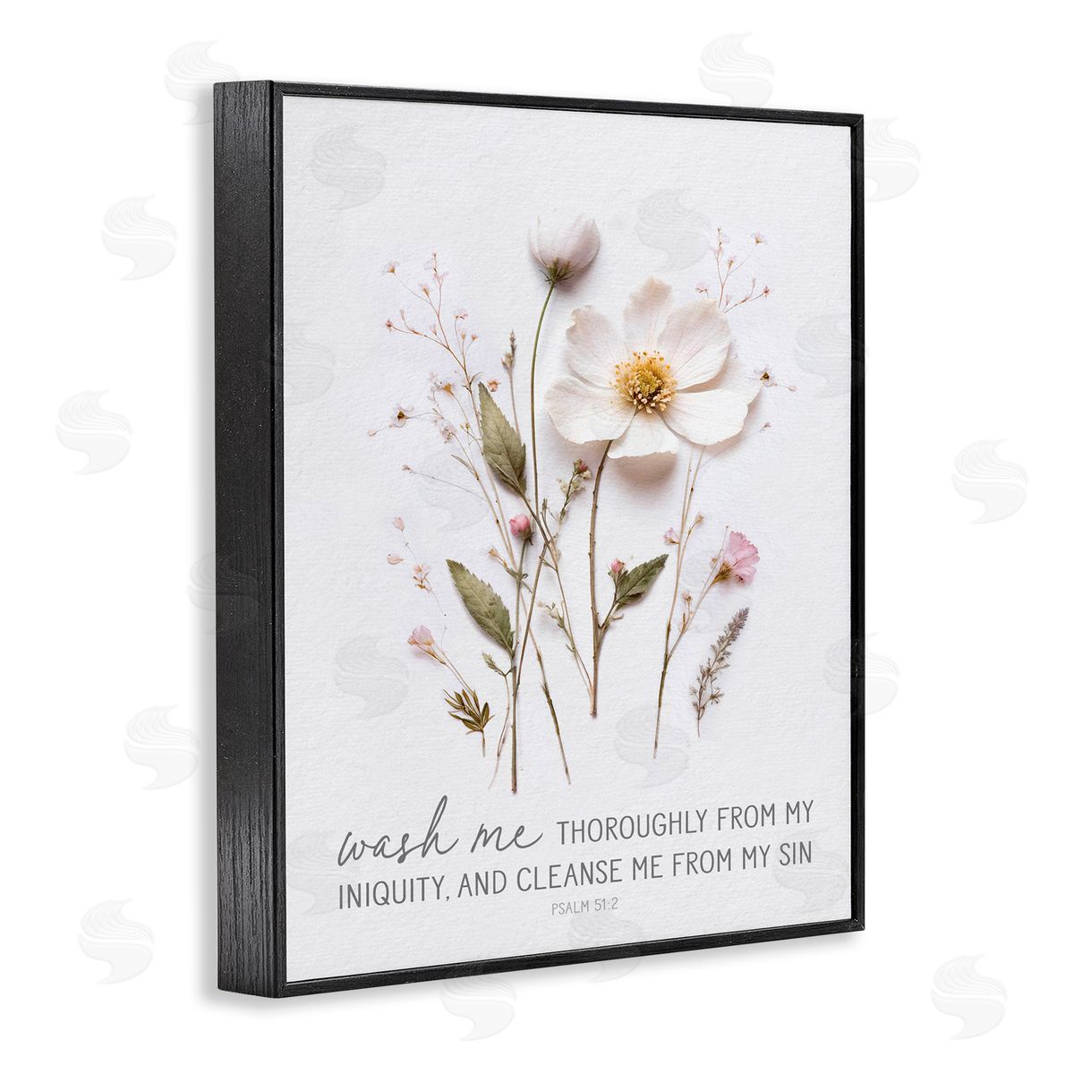 Lettered and Lined Pressed Flower Proverb Black Framed Giclee Print Wall Art