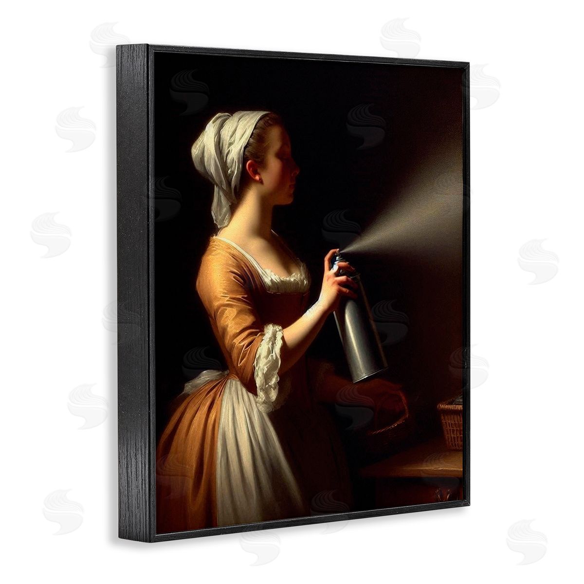 Lettered and Lined Funny Vintage Lady & Spray Paint Black Framed Giclee Print Wall Art